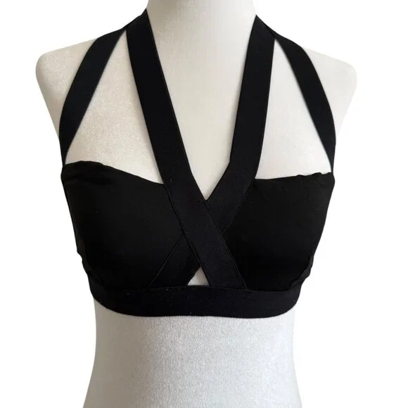 MICHI BRA BLACK M FELINE SPORTS BRA CUTOUT SEXY - Picture 4 of 12